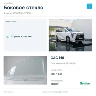 Боковое стекло и автомобиль GAC M8 — коллаж