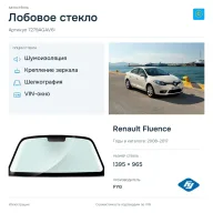 Лобовое стекло и автомобиль Renault Fluence — коллаж