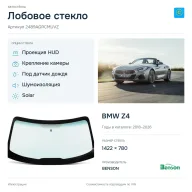 Лобовое стекло и автомобиль BMW Z4 — коллаж