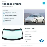 Лобовое стекло и автомобиль Honda Civic — коллаж
