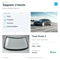 Заднее стекло и автомобиль Tesla Model 3 — коллаж