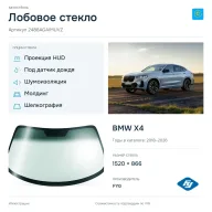 Лобовое стекло и автомобиль BMW X4 — коллаж