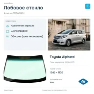 Лобовое стекло и автомобиль Toyota Alphard — коллаж