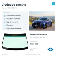 Лобовое стекло и автомобиль Maserati Levante — коллаж