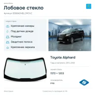 Лобовое стекло и автомобиль Toyota Alphard — коллаж