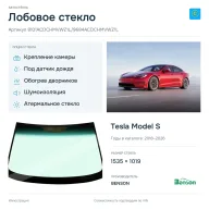 Лобовое стекло и автомобиль Tesla Model S — коллаж