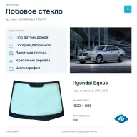 Лобовое стекло и автомобиль Hyundai Equus — коллаж