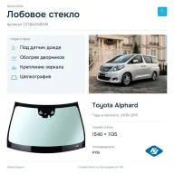 Лобовое стекло и автомобиль Toyota Alphard — коллаж