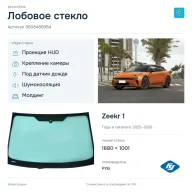 Лобовое стекло и автомобиль Zeekr 1 — коллаж