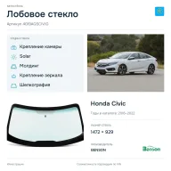 Лобовое стекло и автомобиль Honda Civic — коллаж