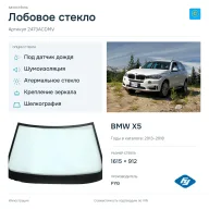 Лобовое стекло и автомобиль BMW X5 — коллаж