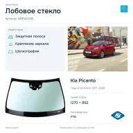 Лобовое стекло и автомобиль Kia Picanto — коллаж