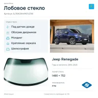 Лобовое стекло и автомобиль Jeep Renegade — коллаж