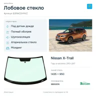 Лобовое стекло и автомобиль Nissan X-Trail — коллаж