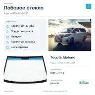 Лобовое стекло и автомобиль Toyota Alphard — коллаж