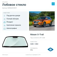Лобовое стекло и автомобиль Nissan X-Trail — коллаж