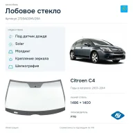 Лобовое стекло и автомобиль Citroen C4 — коллаж
