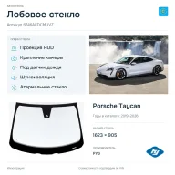 Лобовое стекло и автомобиль Porsche Taycan — коллаж