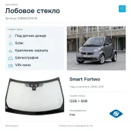 Лобовое стекло и автомобиль Smart Fortwo — коллаж