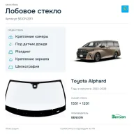 Лобовое стекло и автомобиль Toyota Alphard — коллаж