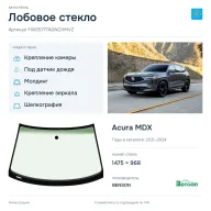 Лобовое стекло и автомобиль Acura MDX — коллаж