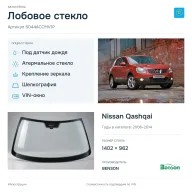 Лобовое стекло и автомобиль Nissan Qashqai — коллаж