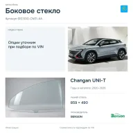 Боковое стекло и автомобиль Changan UNI-T — коллаж