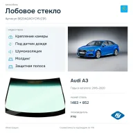 Лобовое стекло и автомобиль Audi A3 — коллаж