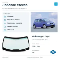 Лобовое стекло и автомобиль Volkswagen Lupo — коллаж