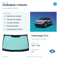 Лобовое стекло и автомобиль Volkswagen ID.4 — коллаж