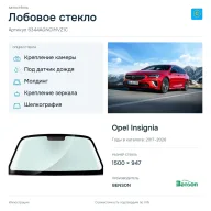 Лобовое стекло и автомобиль Opel Insignia — коллаж