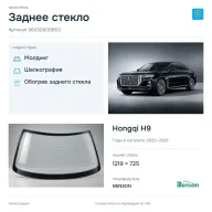 Заднее стекло и автомобиль Hongqi H9 — коллаж