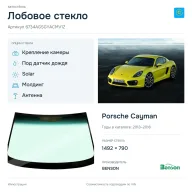 Лобовое стекло и автомобиль Porsche Cayman — коллаж