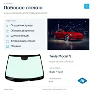 Лобовое стекло и автомобиль Tesla Model S — коллаж