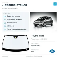 Лобовое стекло и автомобиль Toyota Yaris — коллаж