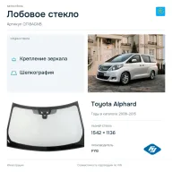 Лобовое стекло и автомобиль Toyota Alphard — коллаж