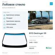 Лобовое стекло и автомобиль BYD Destroyer 05 — коллаж