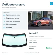 Лобовое стекло и автомобиль Lexus RZ — коллаж