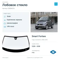 Лобовое стекло и автомобиль Smart Fortwo — коллаж
