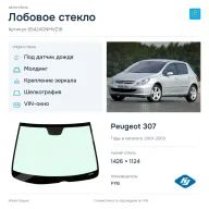 Лобовое стекло и автомобиль Peugeot 307 — коллаж