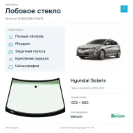 Лобовое стекло и автомобиль Hyundai Solaris — коллаж