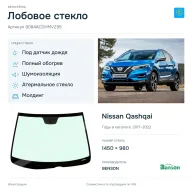Лобовое стекло и автомобиль Nissan Qashqai — коллаж