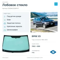Лобовое стекло и автомобиль BMW X5 — коллаж