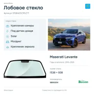 Лобовое стекло и автомобиль Maserati Levante — коллаж