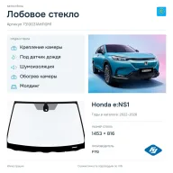 Лобовое стекло и автомобиль Honda e:NS1 — коллаж