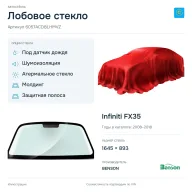 Лобовое стекло и автомобиль Infiniti FX35 — коллаж