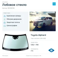 Лобовое стекло и автомобиль Toyota Alphard — коллаж