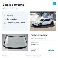 Заднее стекло и автомобиль Porsche Taycan — коллаж
