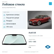 Лобовое стекло и автомобиль Audi A4 — коллаж