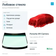 Лобовое стекло и автомобиль Porsche 911 Carrera — коллаж